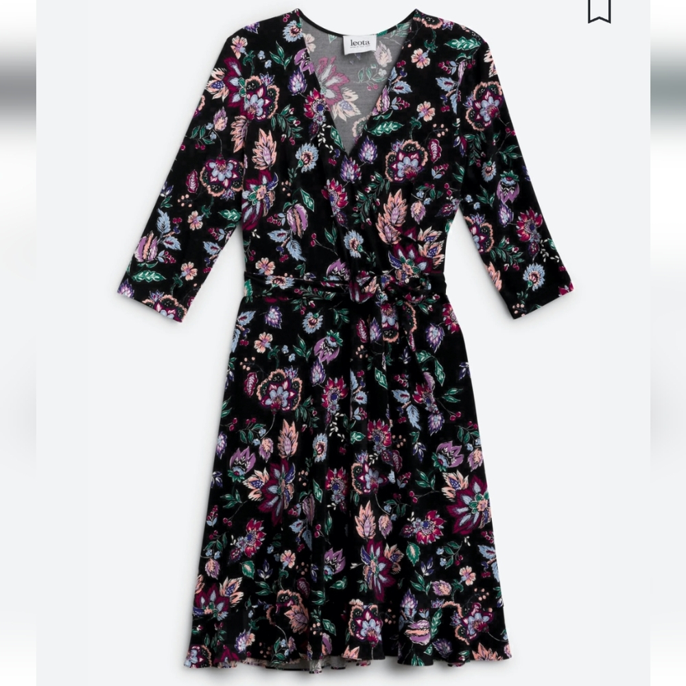 Leota-made in NY faux wrap knit dress